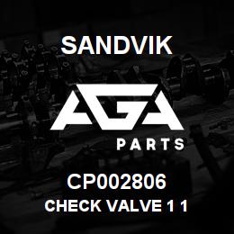 CP002806 Sandvik CHECK VALVE 1 1 | AGA Parts