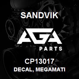 CP13017 Sandvik DECAL, MEGAMATI | AGA Parts