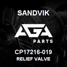 CP17216-019 Sandvik RELIEF VALVE | AGA Parts