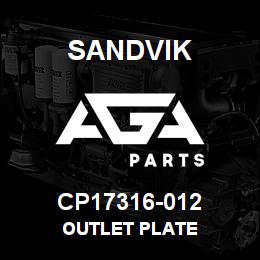 CP17316-012 Sandvik OUTLET PLATE | AGA Parts