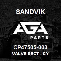 CP47505-003 Sandvik VALVE SECT - CY | AGA Parts