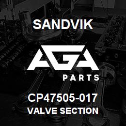 CP47505-017 Sandvik VALVE SECTION | AGA Parts