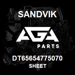 DT65654775070 Sandvik SHEET | AGA Parts