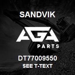 DT77009550 Sandvik SEE T-TEXT | AGA Parts