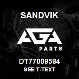 DT77009584 Sandvik SEE T-TEXT | AGA Parts