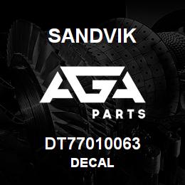 DT77010063 Sandvik DECAL | AGA Parts