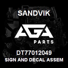 DT77012049 Sandvik SIGN AND DECAL ASSEMBLY | AGA Parts