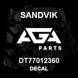 DT77012360 Sandvik DECAL | AGA Parts