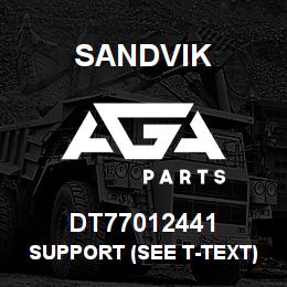 DT77012441 Sandvik SUPPORT (SEE T-TEXT) | AGA Parts