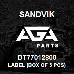 DT77012800 Sandvik LABEL (BOX OF 5 PCS) | AGA Parts