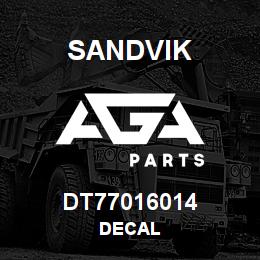 DT77016014 Sandvik DECAL | AGA Parts