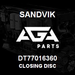 DT77016360 Sandvik CLOSING DISC | AGA Parts