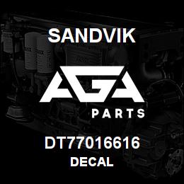 DT77016616 Sandvik DECAL | AGA Parts