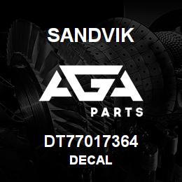 DT77017364 Sandvik DECAL | AGA Parts