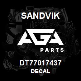 DT77017437 Sandvik DECAL | AGA Parts