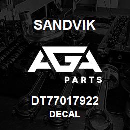 DT77017922 Sandvik DECAL | AGA Parts