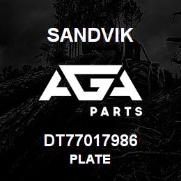 DT77017986 Sandvik PLATE | AGA Parts
