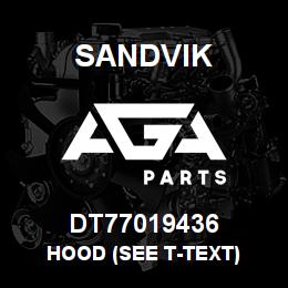 DT77019436 Sandvik HOOD (SEE T-TEXT) | AGA Parts