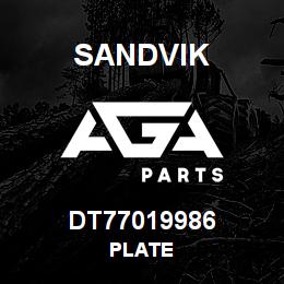DT77019986 Sandvik PLATE | AGA Parts