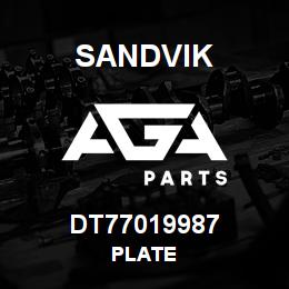 DT77019987 Sandvik PLATE | AGA Parts
