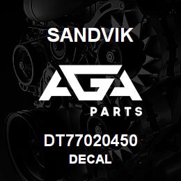 DT77020450 Sandvik DECAL | AGA Parts