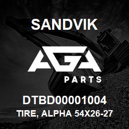 DTBD00001004 Sandvik TIRE, ALPHA 54X26-27/60 T-TEXT***** | AGA Parts