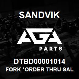 DTBD00001014 Sandvik FORK *ORDER THRU SALES TOOLS | AGA Parts