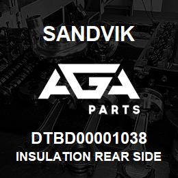 DTBD00001038 Sandvik INSULATION REAR SIDE COVER DS | AGA Parts