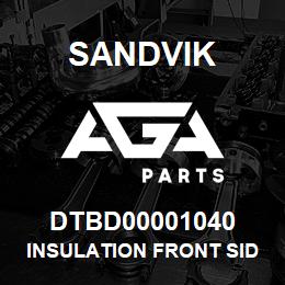 DTBD00001040 Sandvik INSULATION FRONT SIDE COVER DS | AGA Parts