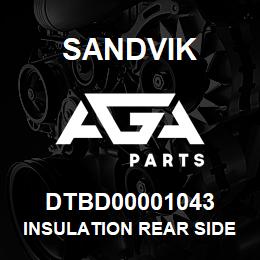 DTBD00001043 Sandvik INSULATION REAR SIDE COVER ODS | AGA Parts