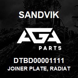 DTBD00001111 Sandvik JOINER PLATE, RADIATOR PACKAGE | AGA Parts