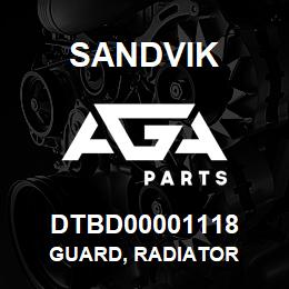 DTBD00001118 Sandvik GUARD, RADIATOR | AGA Parts