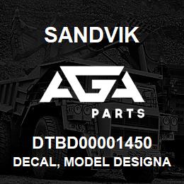DTBD00001450 Sandvik DECAL, MODEL DESIGNATION LS191 | AGA Parts