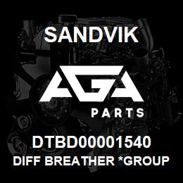 DTBD00001540 Sandvik DIFF BREATHER *GROUP REFERENCE | AGA Parts