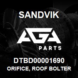 DTBD00001690 Sandvik ORIFICE, ROOF BOLTER LOGIC BLOCK | AGA Parts
