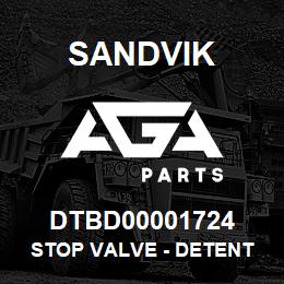 DTBD00001724 Sandvik STOP VALVE - DETENT | AGA Parts