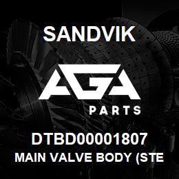 DTBD00001807 Sandvik MAIN VALVE BODY (STEEL) | AGA Parts