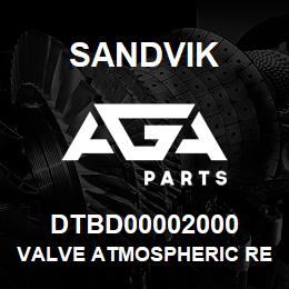 DTBD00002000 Sandvik VALVE ATMOSPHERIC RELEIF | AGA Parts