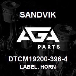 DTCM19200-396-4 Sandvik LABEL, HORN | AGA Parts