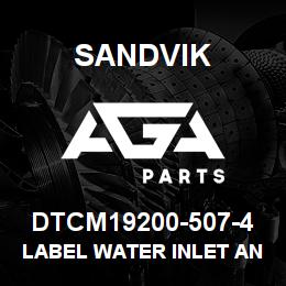 DTCM19200-507-4 Sandvik LABEL WATER INLET ANODIZED | AGA Parts
