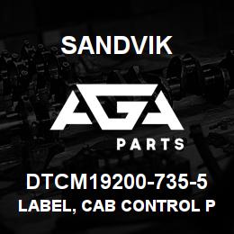 DTCM19200-735-5 Sandvik LABEL, CAB CONTROL PANEL, RUSSIAN | AGA Parts