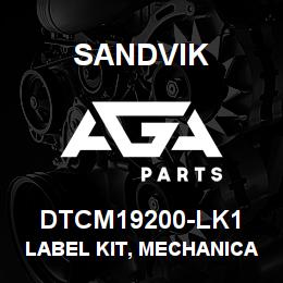 DTCM19200-LK1 Sandvik LABEL KIT, MECHANICAL,DR500, SPANI | AGA Parts