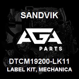 DTCM19200-LK11 Sandvik LABEL KIT, MECHANICAL, DR500, FREN | AGA Parts
