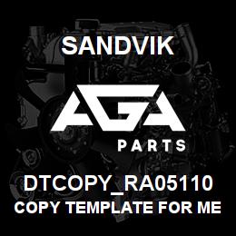 DTCOPY_RA05110 Sandvik COPY TEMPLATE FOR MERIT | AGA Parts