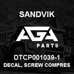 DTCP001039-1 Sandvik DECAL, SCREW COMPRESSOR OIL, RUSSI | AGA Parts