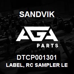 DTCP001301 Sandvik LABEL, RC SAMPLER LEVEL LIGHTS | AGA Parts