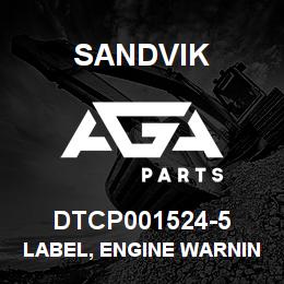 DTCP001524-5 Sandvik LABEL, ENGINE WARNING LIGHT, RUSSI | AGA Parts