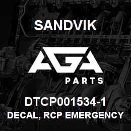 DTCP001534-1 Sandvik DECAL, RCP EMERGENCY MODE, RUSSIAN | AGA Parts