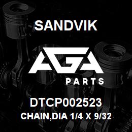 DTCP002523 Sandvik CHAIN,DIA 1/4 X 9/32 X 24 LGS | AGA Parts