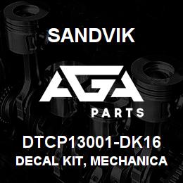 DTCP13001-DK16 Sandvik DECAL KIT, MECHANICAL, DR500, PORT | AGA Parts